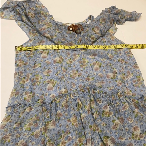 Blue Floral Cold Shoulder Bohemian Mini Dress - Picture 6 of 14